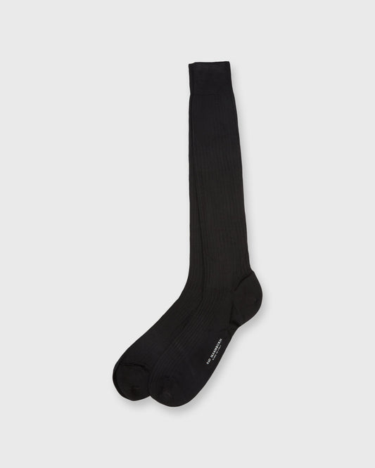 Over-The-Calf Dress Socks in Black Silk