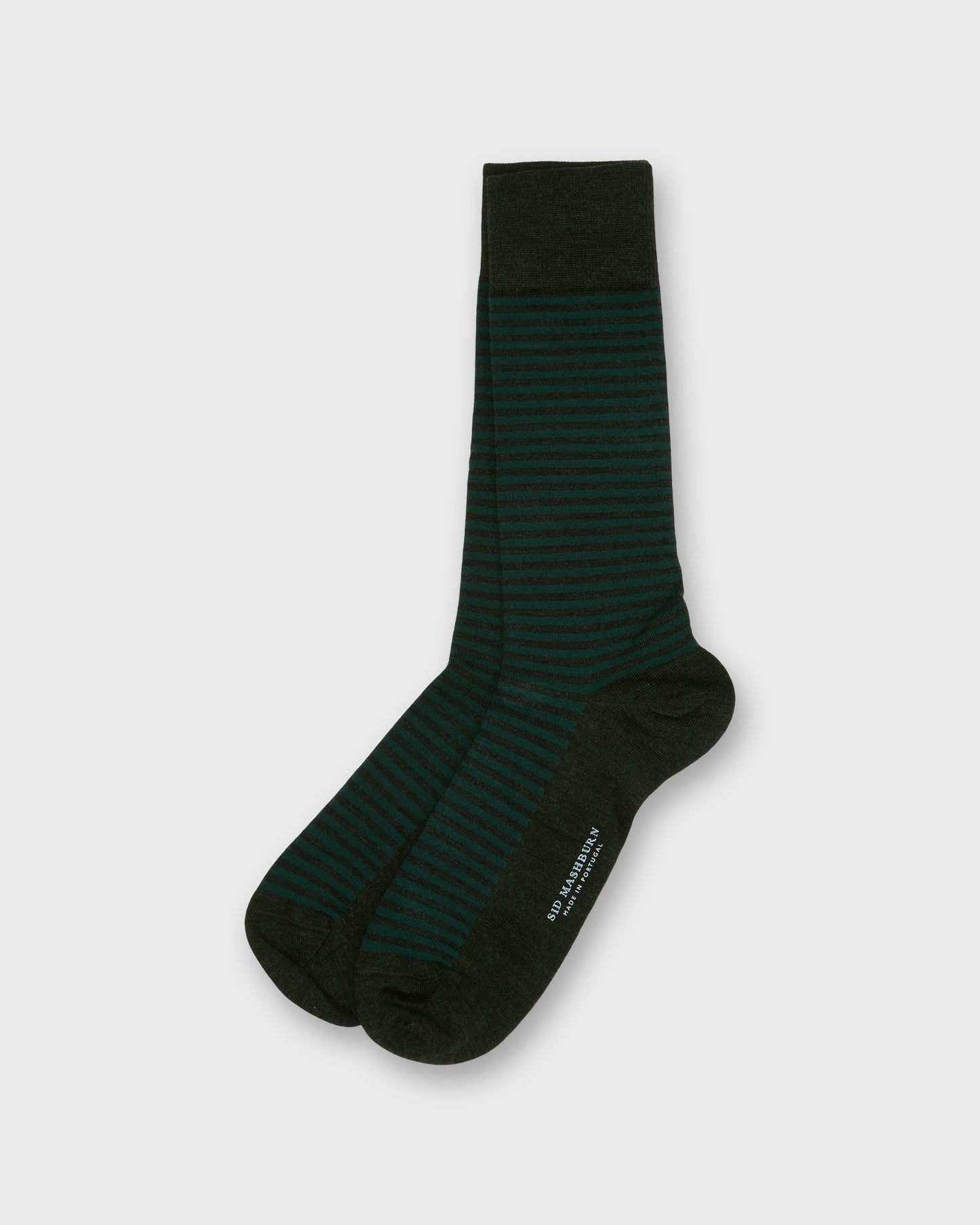 Striped Trouser Dress Socks in Charcoal/Petrol Extra Fine Merino