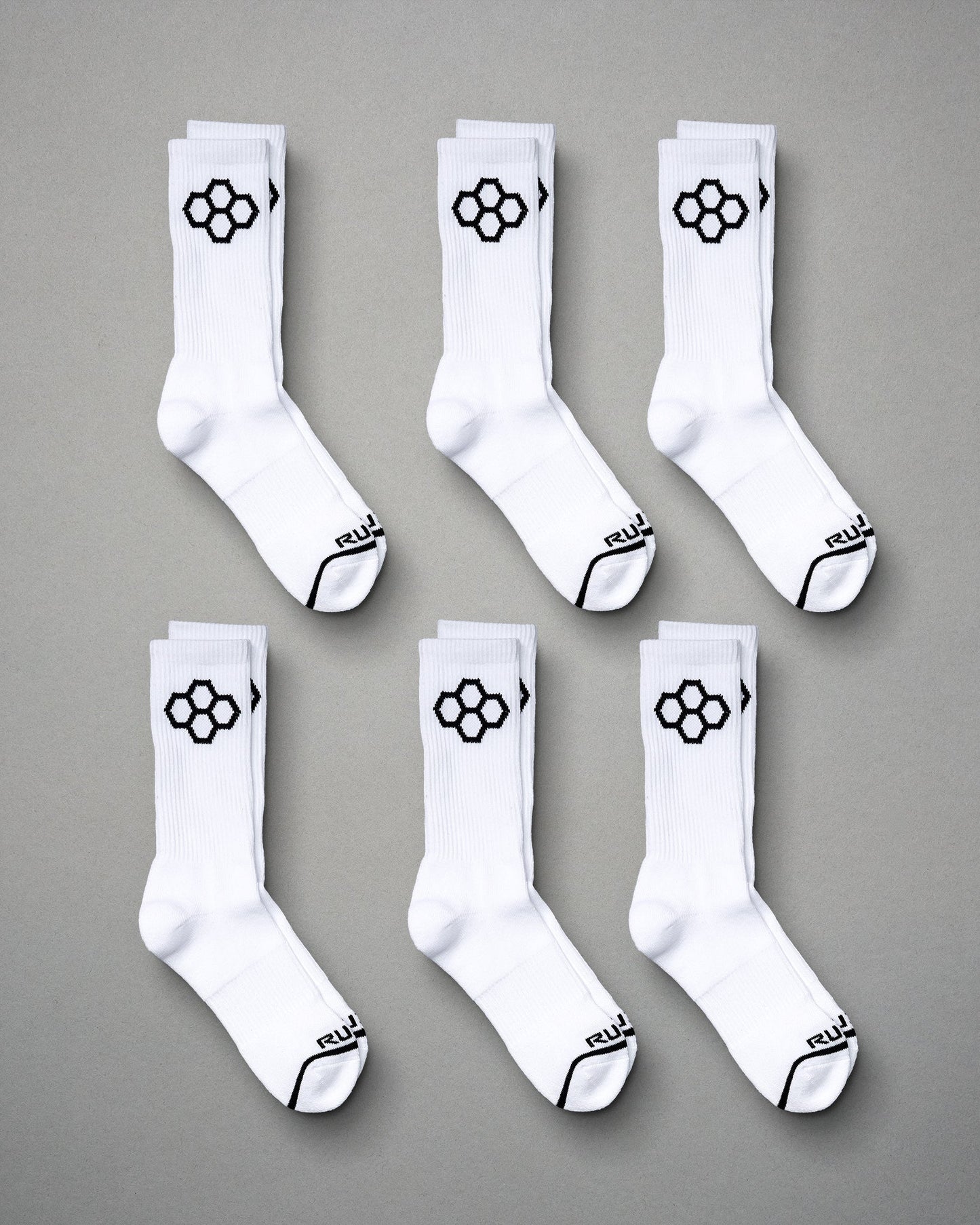 RUDIS White Cushion Crew Socks (6 Pair)