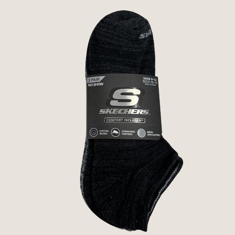 Skechers 3pack Unisex 1/2 Terry No Show Socks