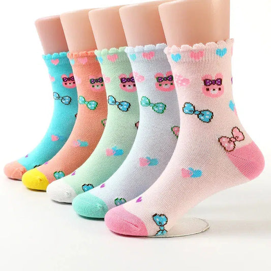 5pairs/lot Girls Socks Cotton Socks Fashion Children Knit Socks-socks-Bennys Beauty World