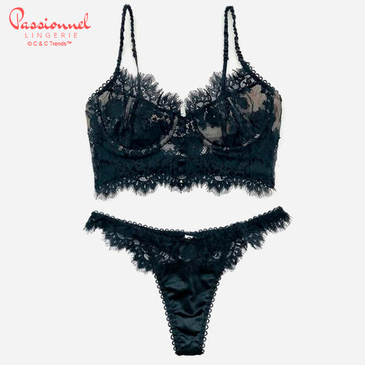 Sexy Lace Flower Embroidery Lingerie Set 23