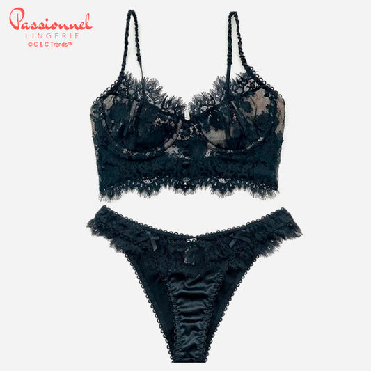 Sexy Lace Flower Embroidery Lingerie Set 24