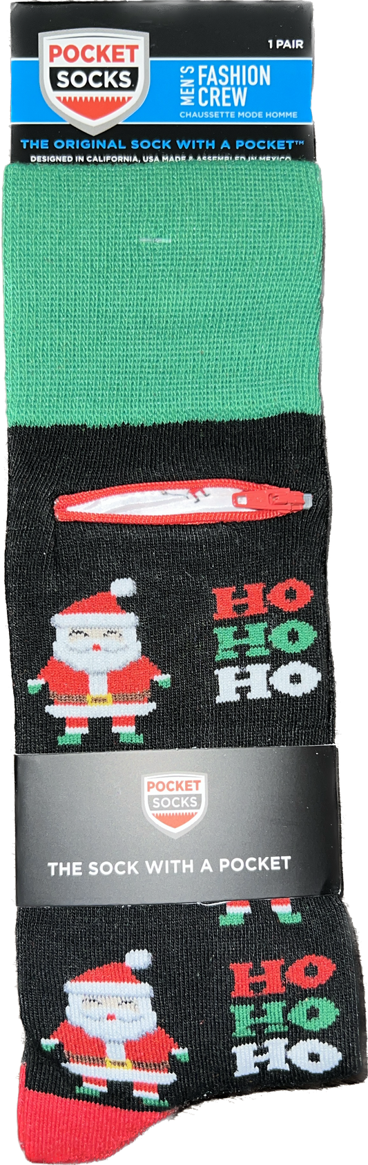 Pocket Socks Santa Ho Ho Ho- Black