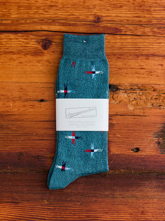 Sun Cross Crew Sock in Ink Blue