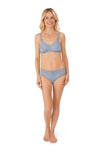 Amoena Karolina Soft Cup Mastectomy Bra - Light Blue/Light Sand