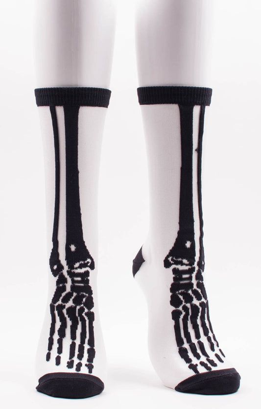 Skeleton Sheer Crew Socks