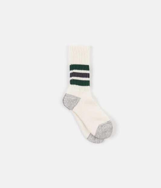 RoToTo Coarse Ribbed Old School Socks - Green / Charcoal
