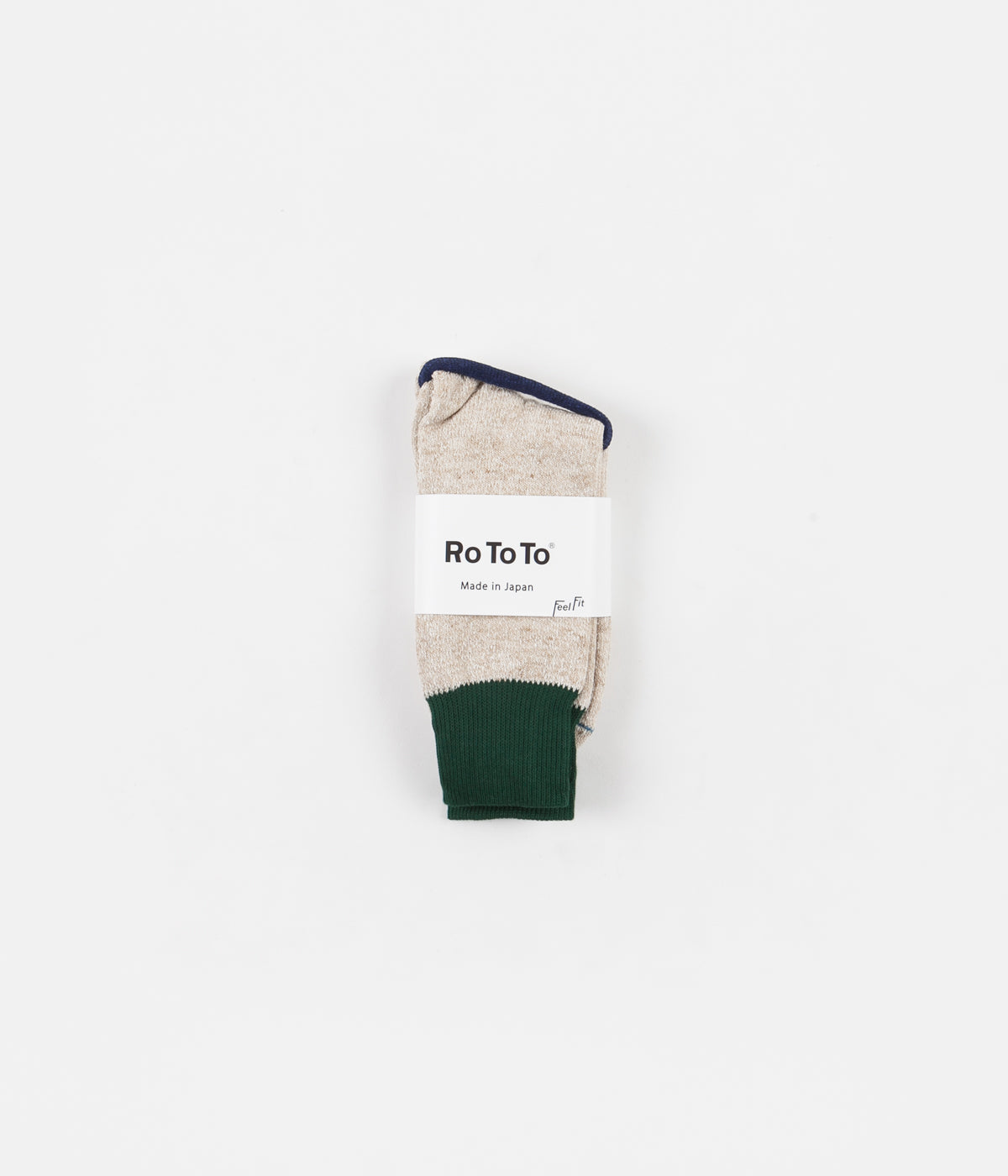 RoToTo Double Face Silk Blend Socks - Green / Beige