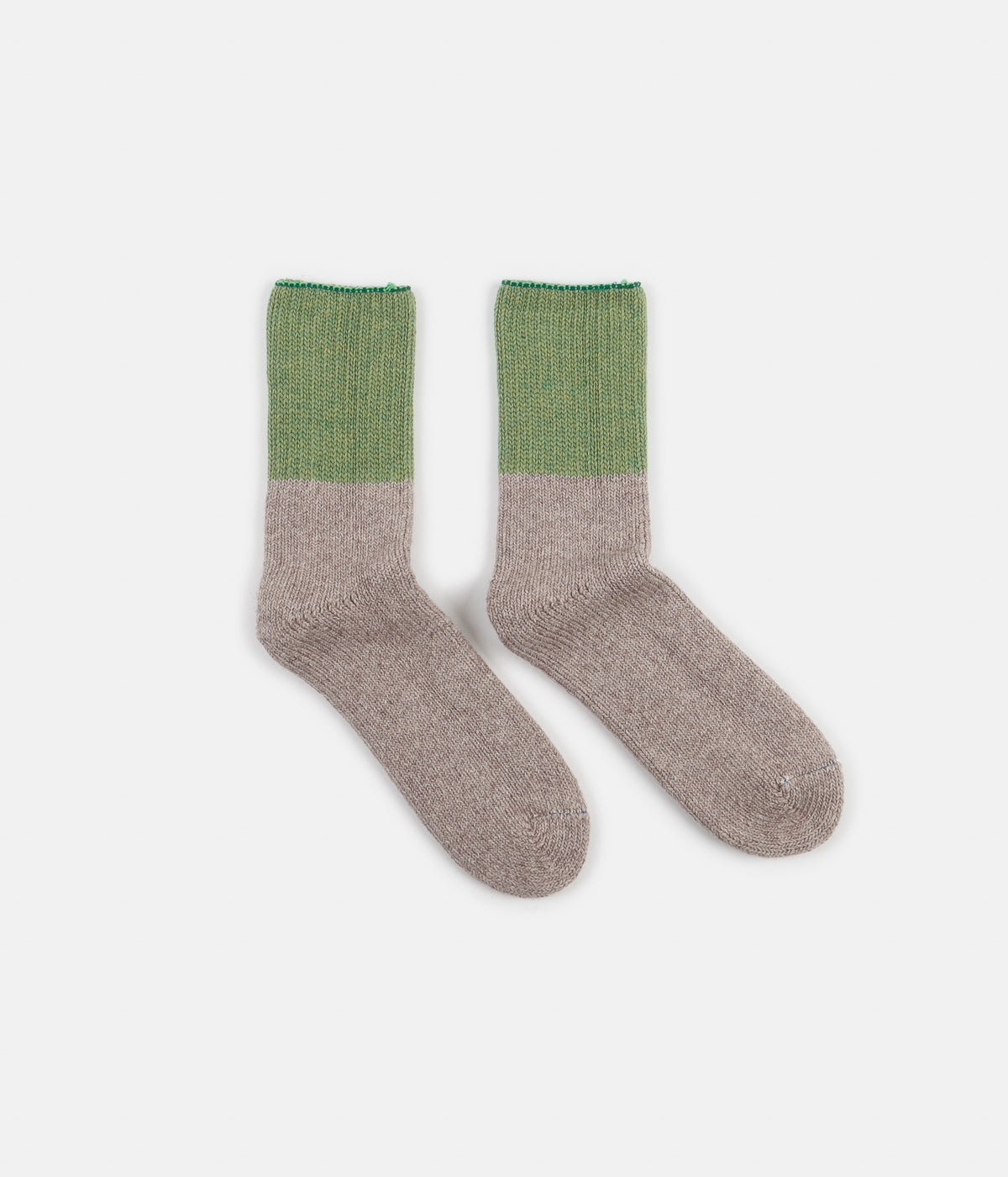RoToTo Teasel Socks - Pale Green / Beige