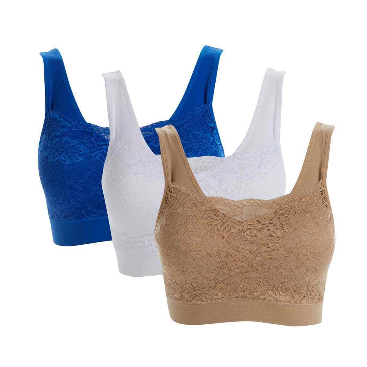 Rhonda Shear 3 Pack Seamless Lace Overlay Bra