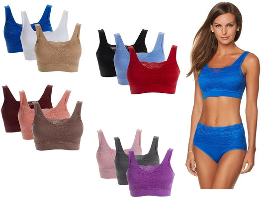 Rhonda Shear 3 Pack Seamless Lace Overlay Bra