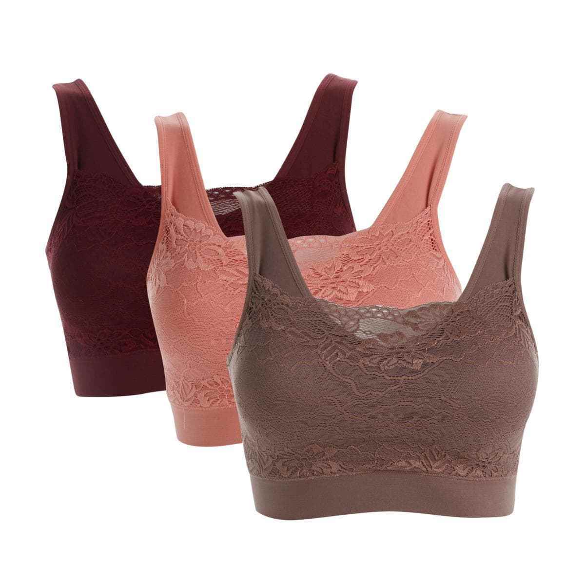 Rhonda Shear 3 Pack Seamless Lace Overlay Bra
