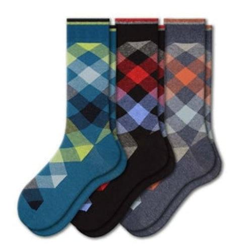 Men's Dress Casual 3 Pair Pack Combed Cotton Crew Argyle Socks - Zoter Shop