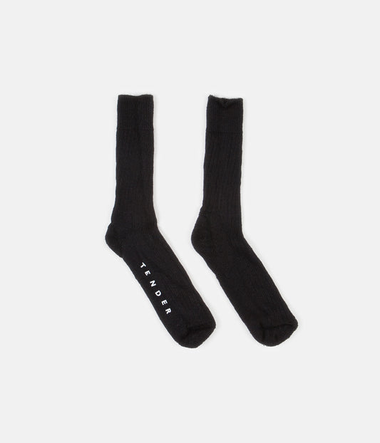 Tender Rib Calf Socks - Black Mohair